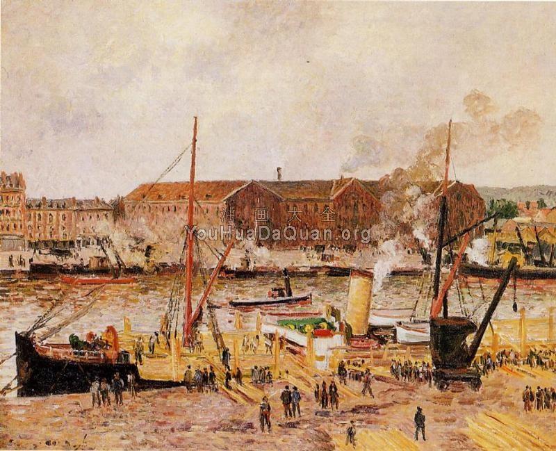 Unloading Wood at Rouen - 卡米耶·毕沙罗